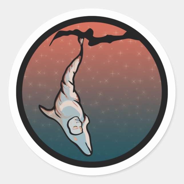 starlight dolphin cocoon classic round sticker (Front)