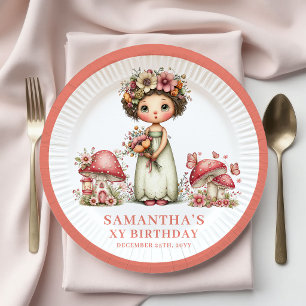 Starlight Fairy 8th Birthday Blush Floral Paper Plate