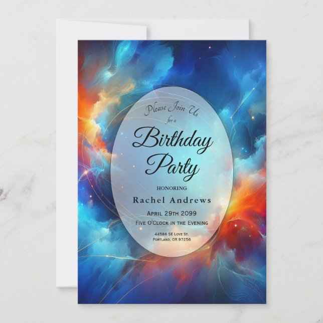 Starlight Fusion of Fire and Ice Birthday Party Invitation (Front)
