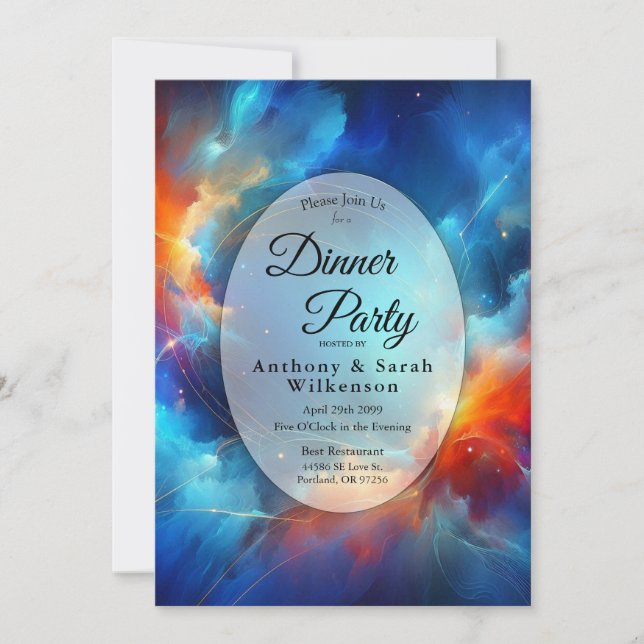 Starlight Fusion of Fire and Ice Restaurant Dinner Invitation (Front)