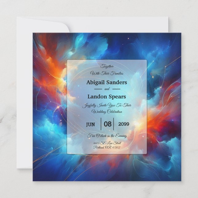 Starlight Fusion of Fire and Ice Wedding Invitation (Front)