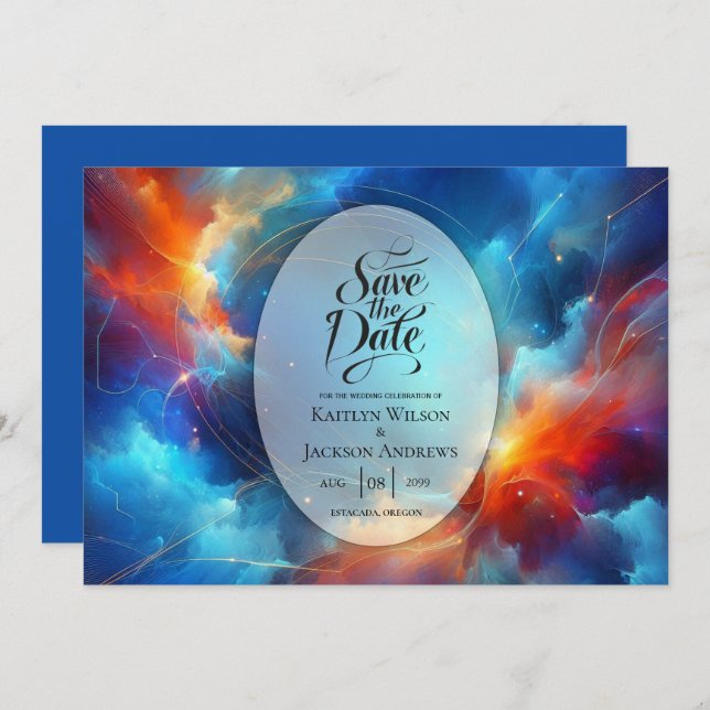 Starlight Fusion of Fire and Ice Wedding Save The Date (Front/Back)