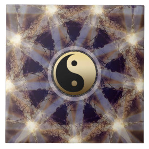 Starlight Gold Yin Yang Ceramic Tile
