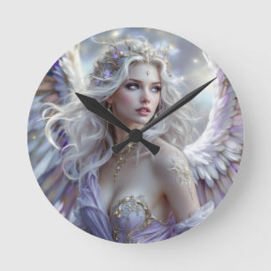 Starlight Grace – Celestial Princess of Dawn Round Clock