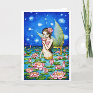 Starlight Lily Mermaid Holiday Card
