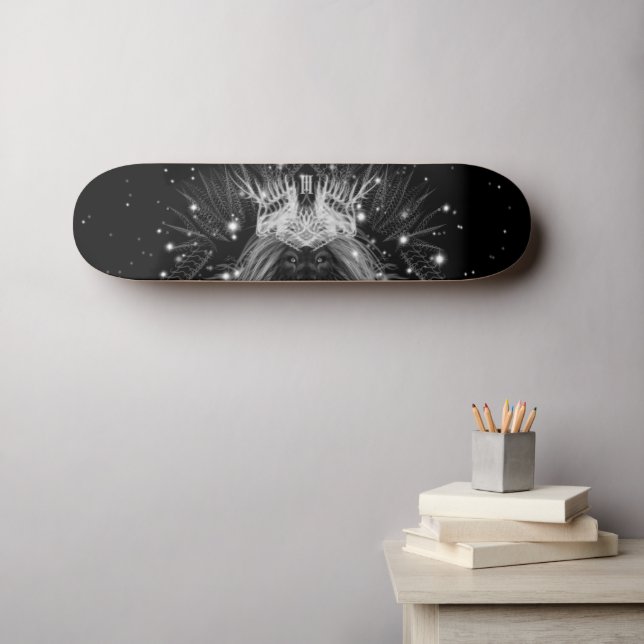 Starlight Lion with Crown Monogram Black Skateboard (Wall Art (Horz))