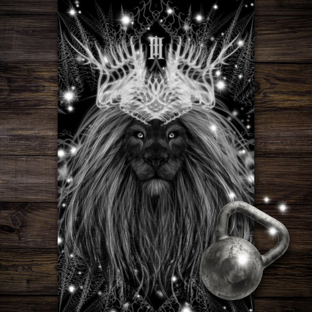 Starlight Lion with Crown Monogram Black Yoga Mat (Creator Uploaded)