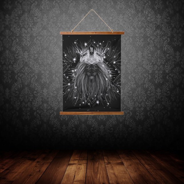 Starlight Lion with Crown Monogram Hanging Tapestry (Creator Uploaded)