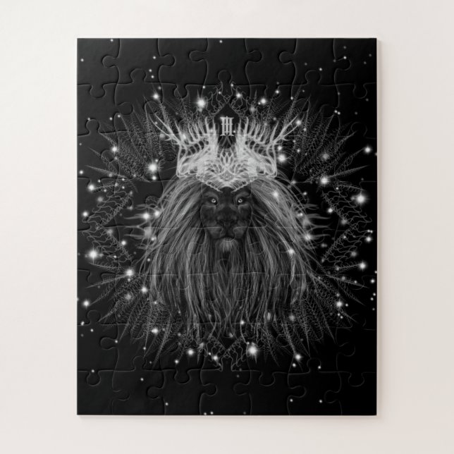 Starlight Lion with Crown Monogram Jigsaw Puzzle (Vertical)