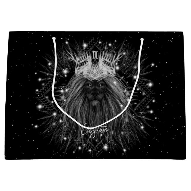 Starlight Lion with Crown Monogram Large Gift Bag (Front)