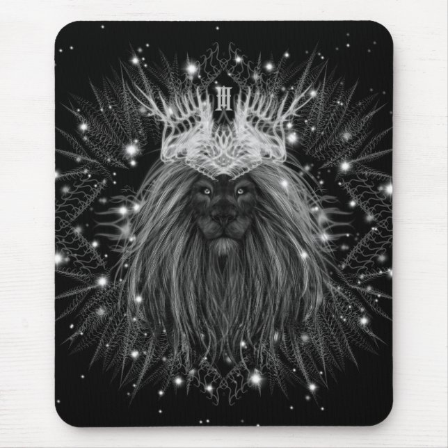 Starlight Lion with Crown Monogram Mouse Pad (Front)