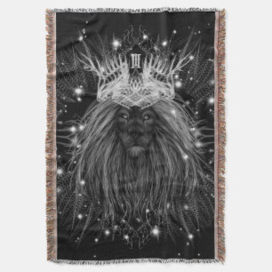 Starlight Lion with Crown Monogram Throw Blanket