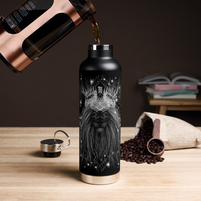 Starlight Lion with Crown Monogram Water Bottle (Coffee)