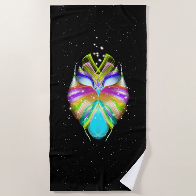 Starlight Oracle Owl Black Beach Towel (Front)