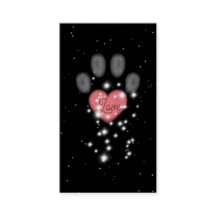 Starlight Pink Heart Paw Print Pet Sitter Black