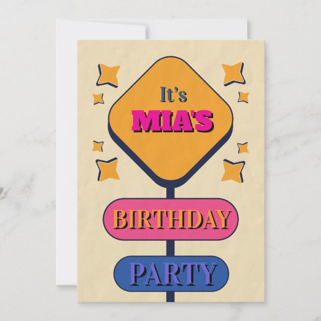 Starlight roadmap birthday invitation card  (Front)