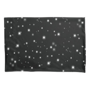 Starlight Sparkles Black and White Stars Pillowcase