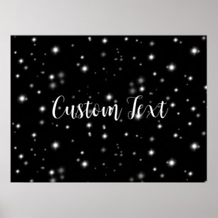 Starlight Sparkles Black and White Stars Poster