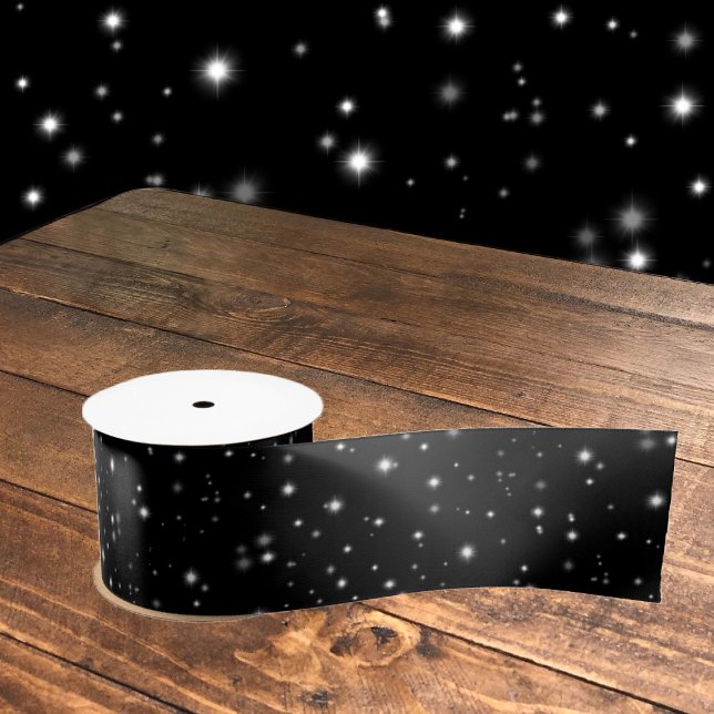 Starlight Sparkles Black and White Stars Satin Ribbon (Creator Uploaded)