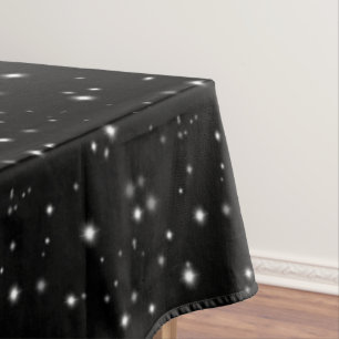 Starlight Sparkles Black and White Stars Tablecloth