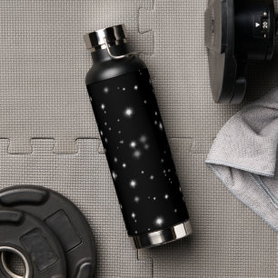 Starlight Sparkles Black and White Stars Water Bottle