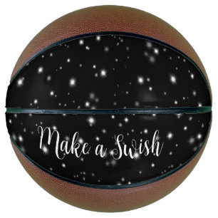 Starlight Sparkles Black and White Stars Wish Pun  Basketball