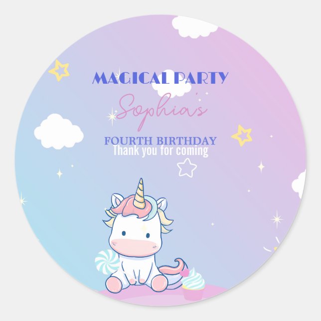 Starlight Unicorn Birthday Sticker (Front)
