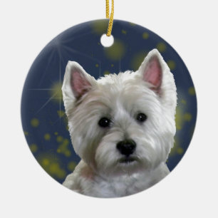STARLIGHT WESTIE CERAMIC ORNAMENT
