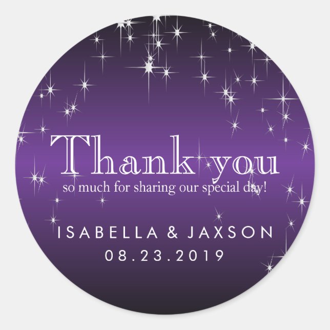 Starlights in Metallic Purple Classic Round Sticker (Front)