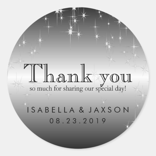 Starlights in Metallic Silver Classic Round Sticker (Front)