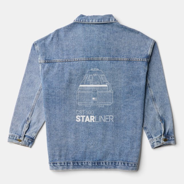 Starliner Space Capsule Rocket Space Station Iss L Denim Jacket (Back)