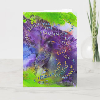 Starling illustration & calligraphy card-5x7 card