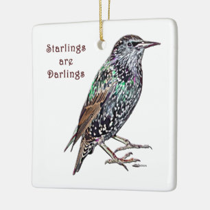 Starlings Are Darlings Ceramic Ornament