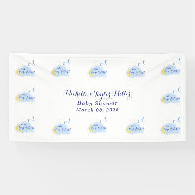 Starlit Baby Boy Bliss Stork Special Delivery Banner (Horizontal)