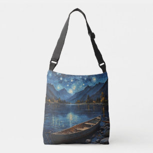 "Starlit Drift: Fishing Under the Cosmos Crossbody Bag