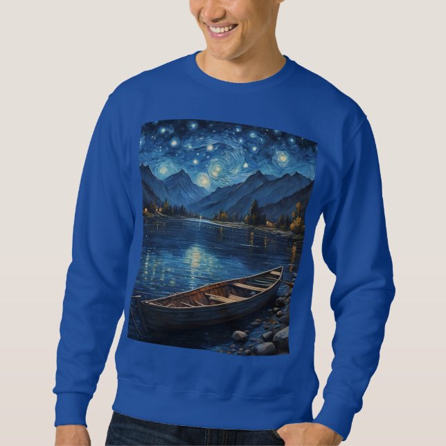 "Starlit Drift: Fishing Under the Cosmos Sweatshirt (Front)