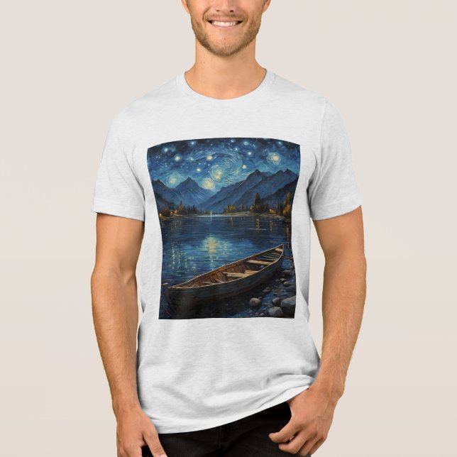 "Starlit Drift: Fishing Under the Cosmos Tri-Blend Shirt (Front)