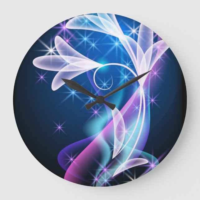 Starlit Elegance: Floral Design Deep Blue clock (Front)