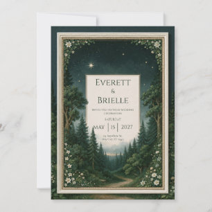 Starlit Emerald Forest Wedding Invitation