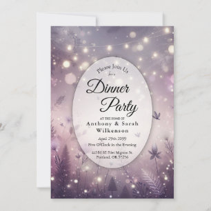 Starlit Enchantment in Bloom Home Dinner Party Invitation