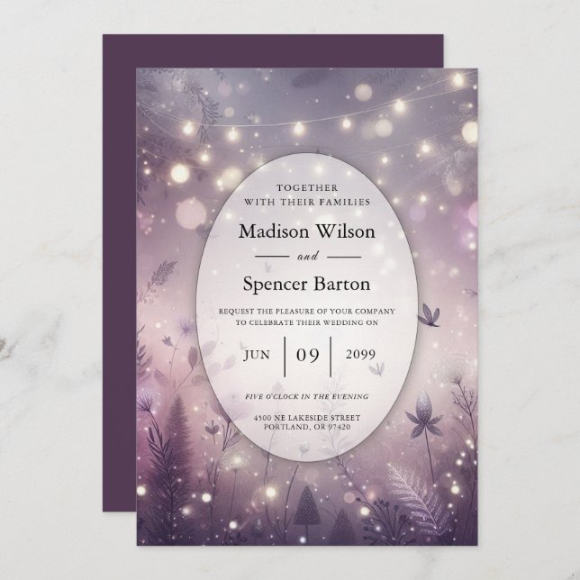 Starlit Enchantment in Bloom Wedding Invitation (Front/Back)