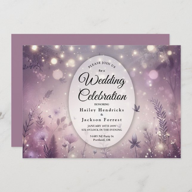 Starlit Enchantment in Bloom Wedding Invitation (Front/Back)