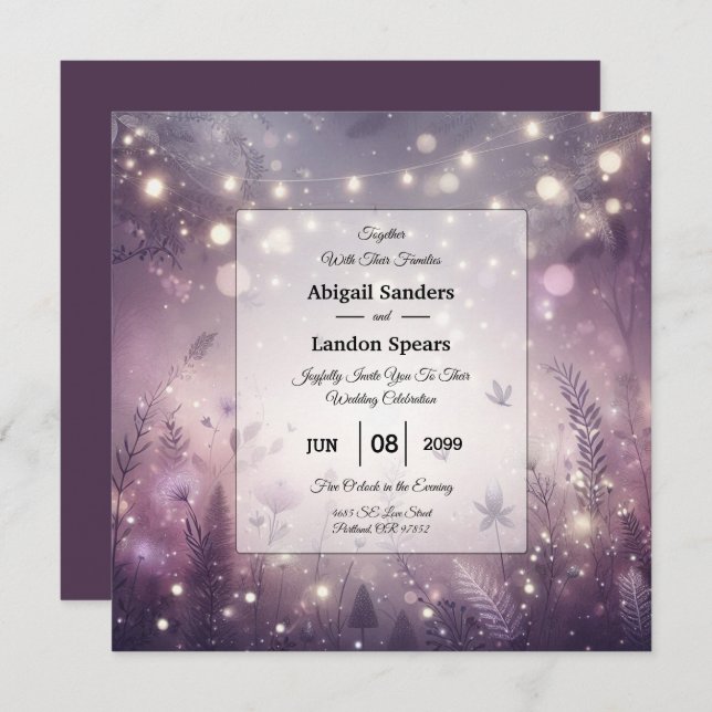 Starlit Enchantment in Bloom Wedding Invitation (Front/Back)