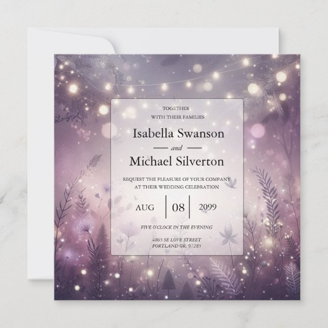 Starlit Enchantment in Bloom Wedding Invitation (Front)