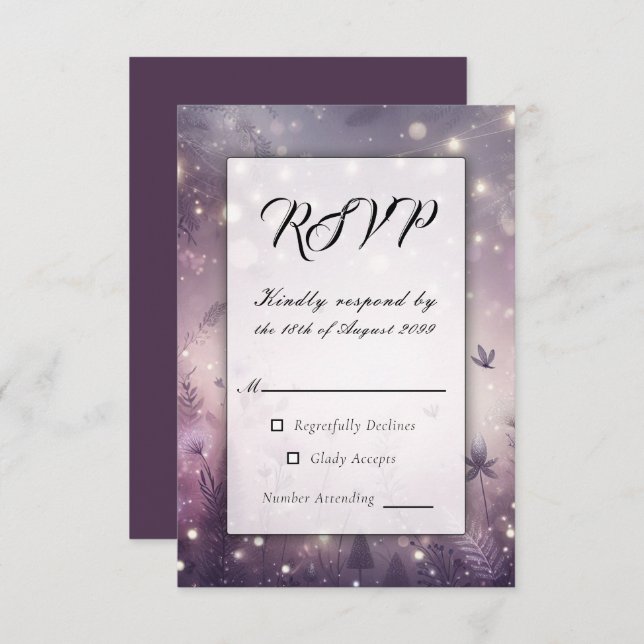 Starlit Enchantment in Bloom Wedding RSVP Card (Front/Back)