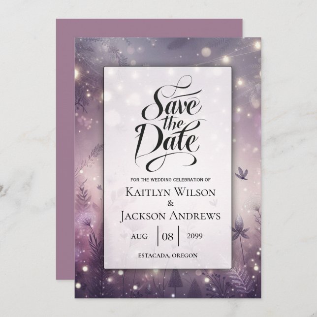 Starlit Enchantment in Bloom Wedding Save The Date (Front/Back)