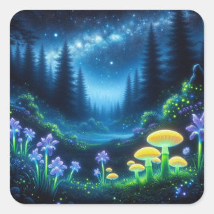 Starlit Fungal Hollow Square Sticker