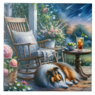 Starlit Garden Porch Sheltie Dream Ceramic Tile