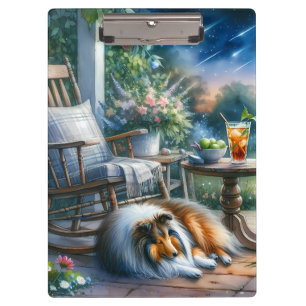 Starlit Garden Porch Sheltie Dream Clipboard