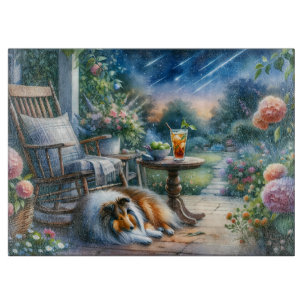 Starlit Garden Porch Sheltie Dream Cutting Board